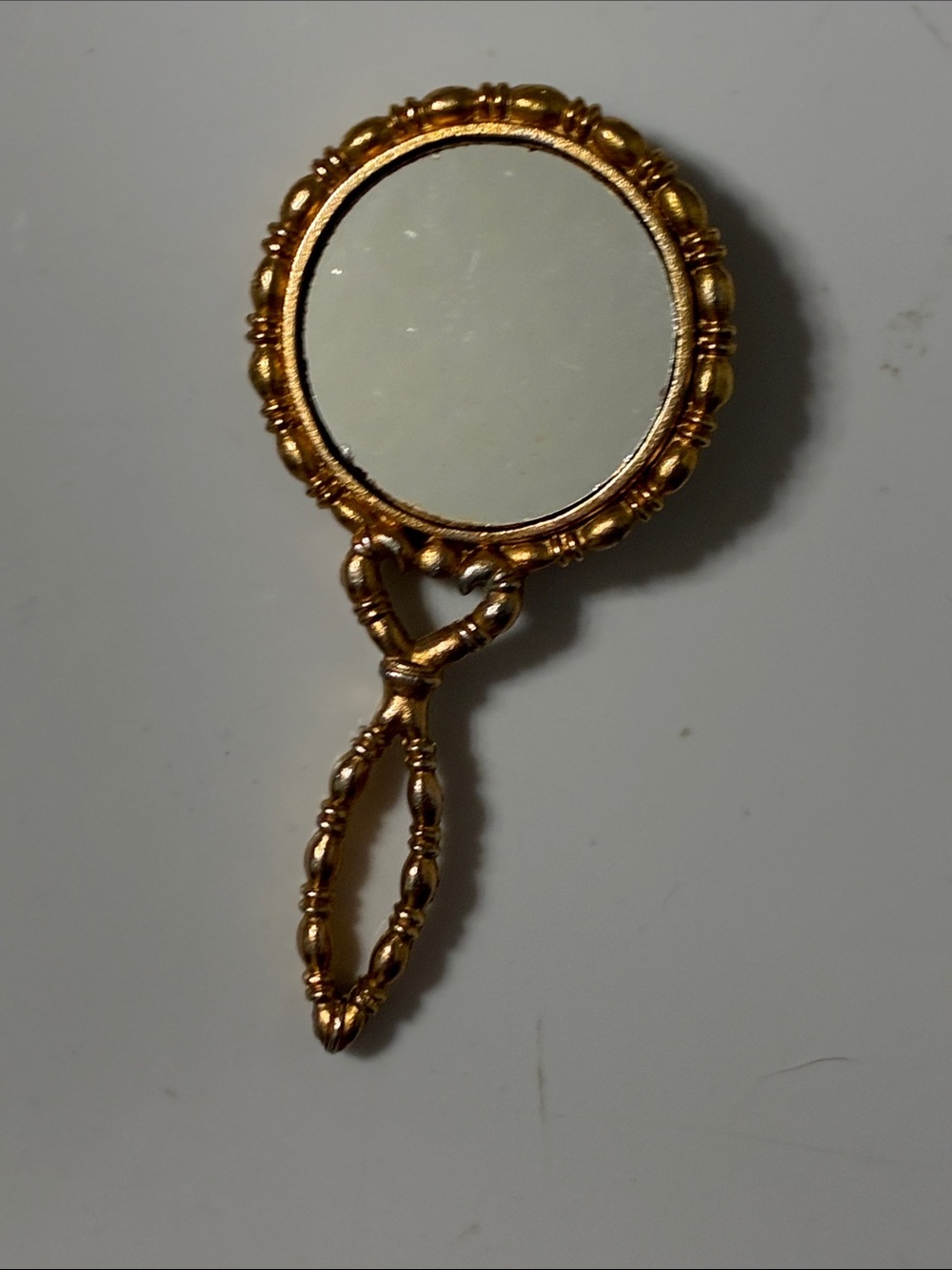 Gold Handheld Mini Mirror Charm for Hair Styling
